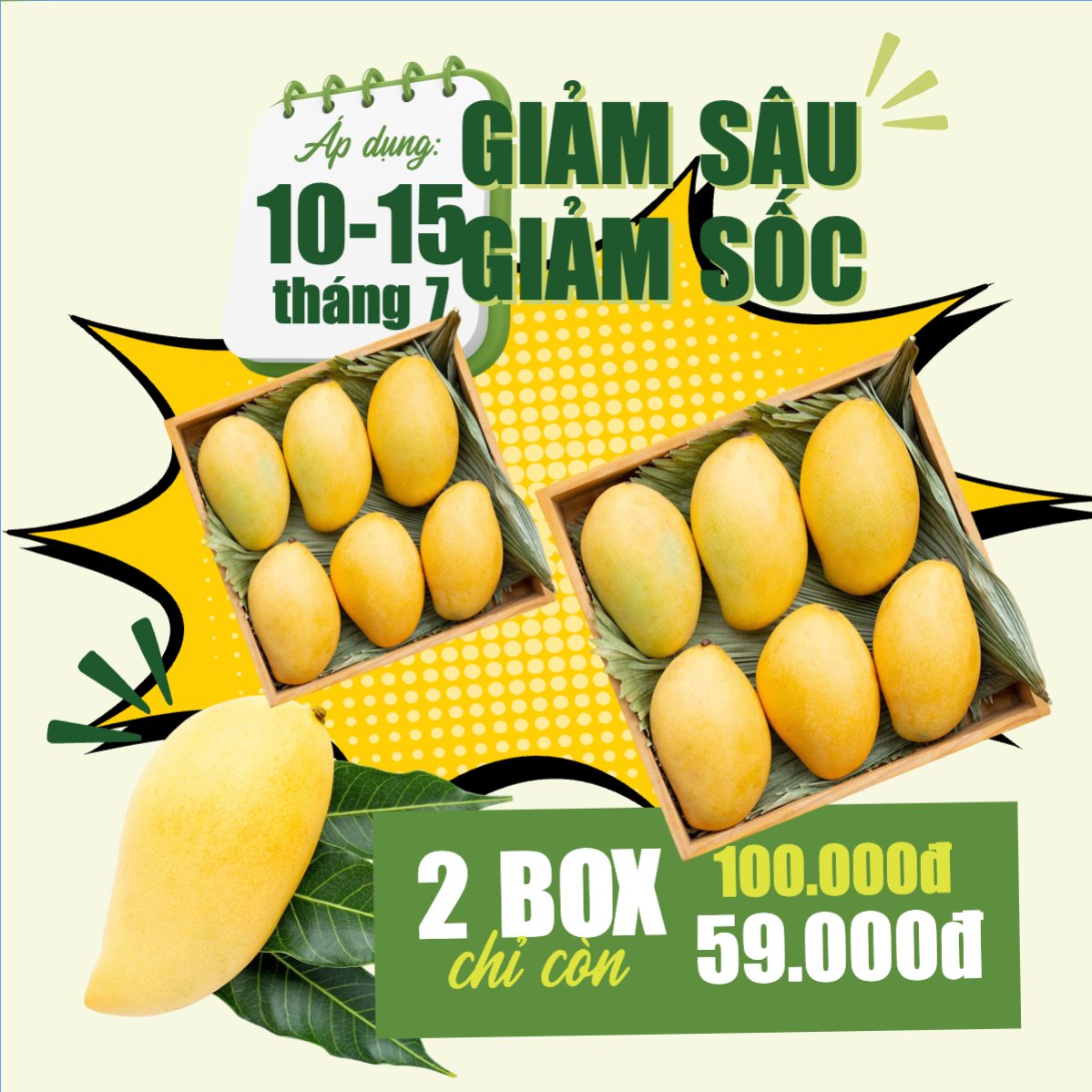 Mẫu Bài post MXH vuông Xoài, trái cây, đồ ăn, food, thực phẩm, ẩm thực, món ăn, F&B, nhà hàng, thức ăn, y2k, cổ điển, vintage, retro, classic — LayerPic
