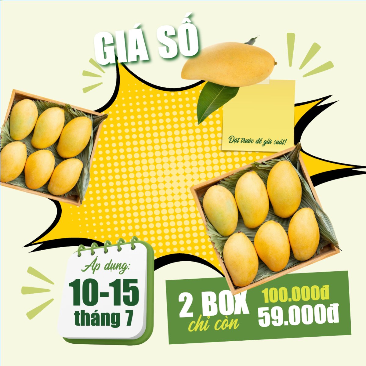Mẫu Bài post MXH vuông Xoài, trái cây, đồ ăn, food, thực phẩm, ẩm thực, món ăn, F&B, nhà hàng, thức ăn, y2k, cổ điển, vintage, retro, classic — LayerPic