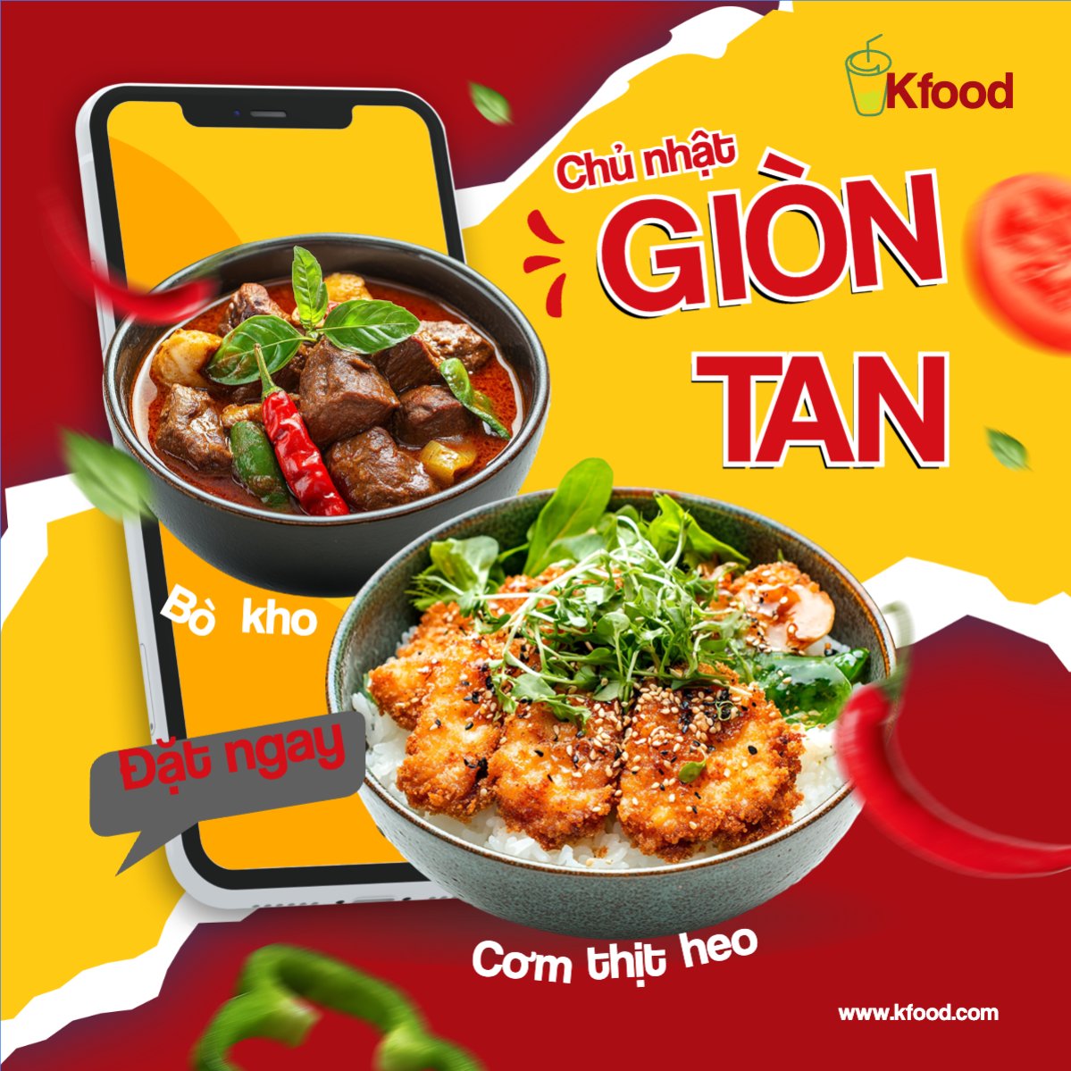 Mẫu Bài post MXH vuông Cơm, bò kho, đồ ăn, fastfood, food, thực phẩm, ẩm thực, món ăn, F&B, nhà hàng, thức ăn, hiện đại — LayerPic