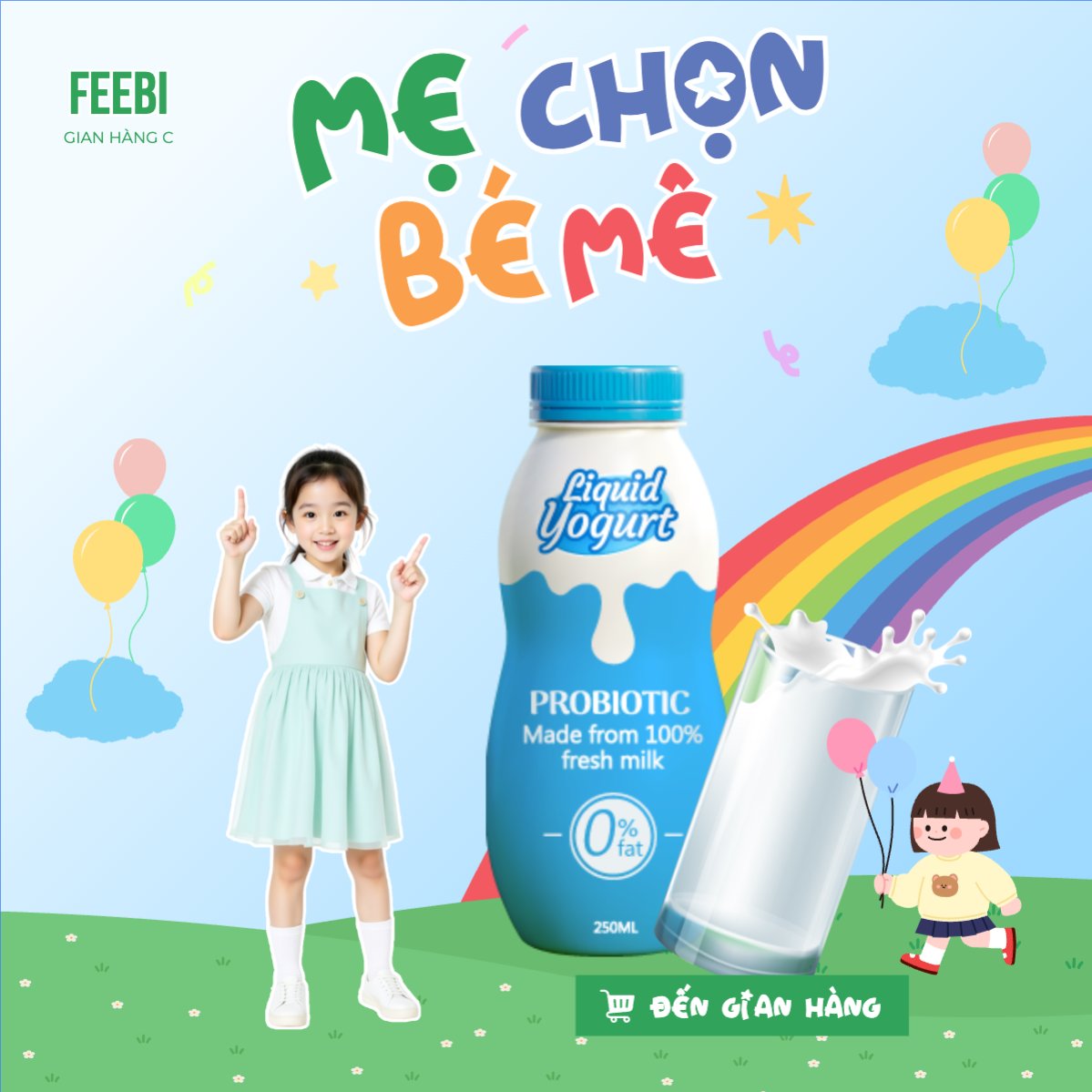 Mẫu Bài post MXH vuông Em bé, baby, trẻ em, kids, sữa, milk, đồ ăn, food, thực phẩm, ẩm thực, nước uống, drink — LayerPic