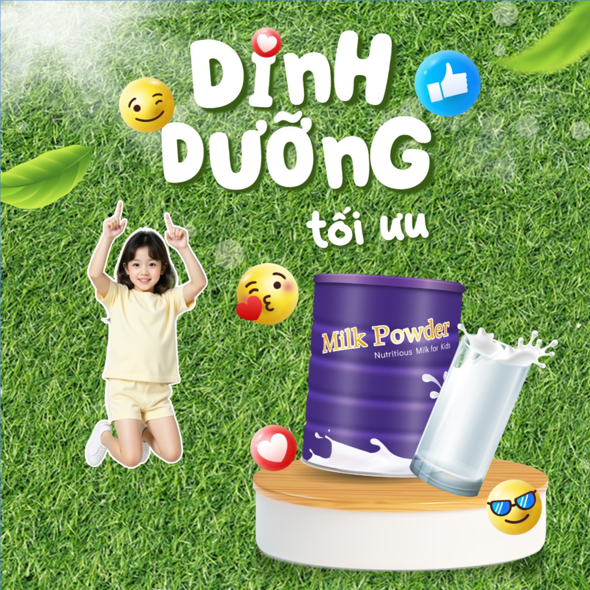 Mẫu Bài post MXH vuông Em bé, baby, trẻ em, kids, sữa, milk, đồ ăn, food, thực phẩm, ẩm thực, nước uống, drink — LayerPic