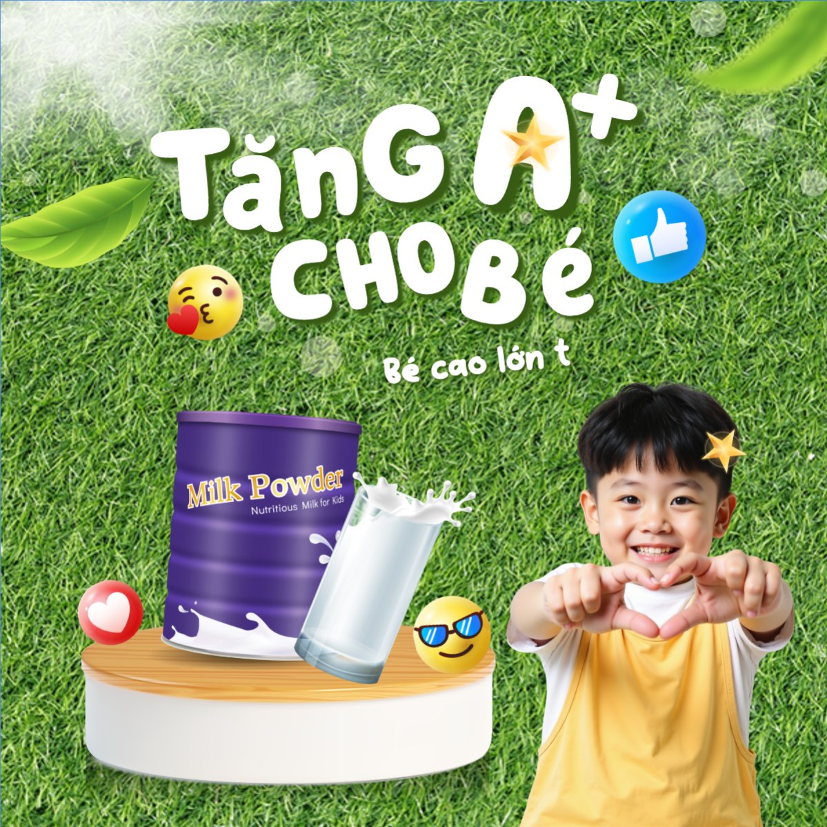 Mẫu Bài post MXH vuông Em bé, baby, trẻ em, kids, sữa, milk, đồ ăn, food, thực phẩm, ẩm thực, nước uống, drink — LayerPic