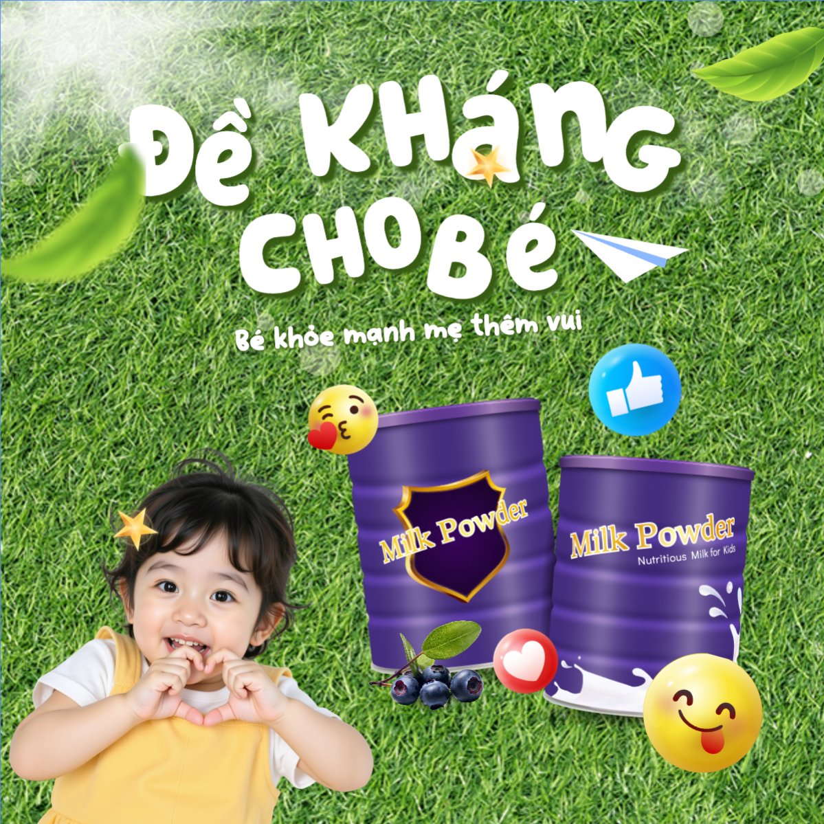 Mẫu Bài post MXH vuông Em bé, baby, trẻ em, kids, sữa, milk, đồ ăn, food, thực phẩm, ẩm thực, nước uống, drink — LayerPic