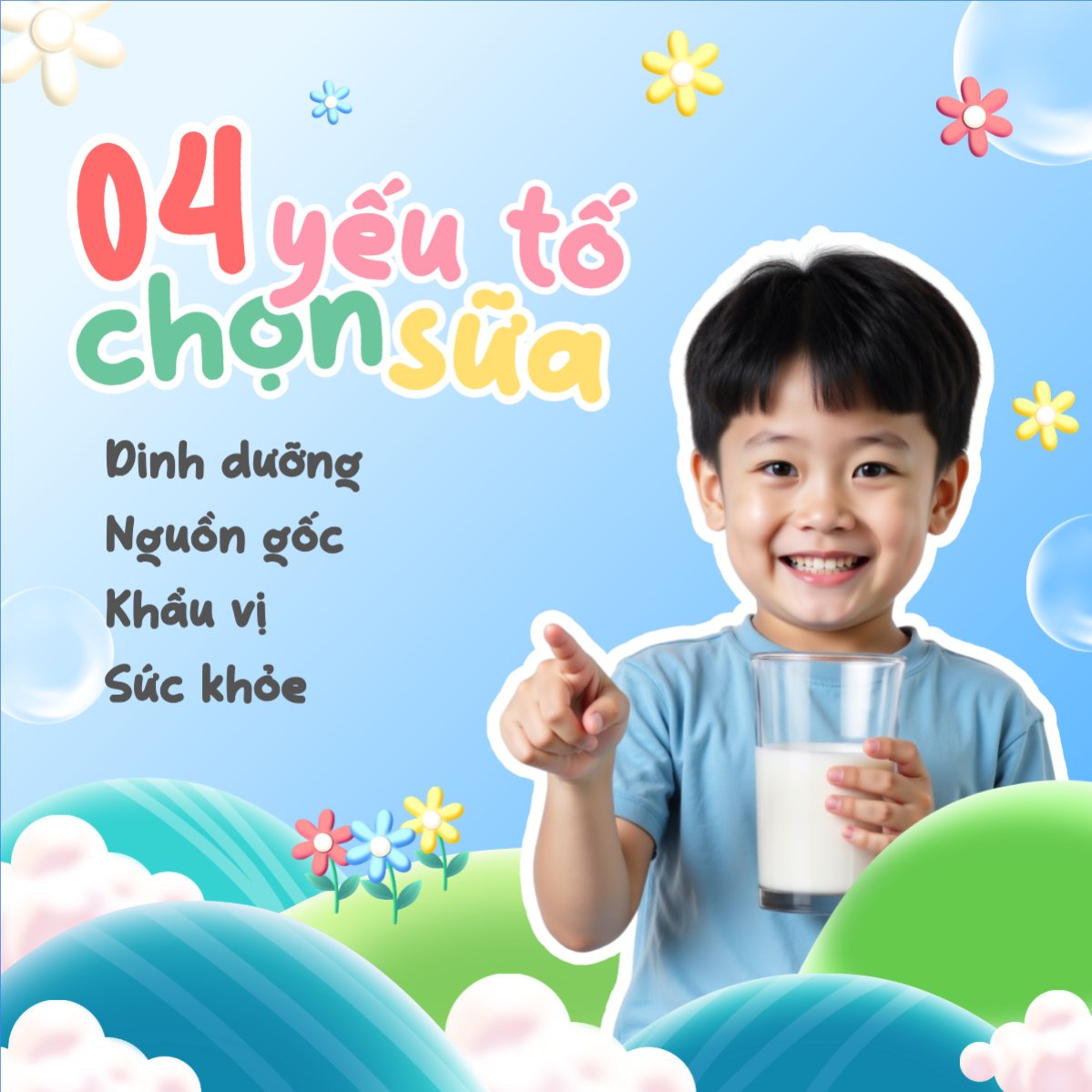 Mẫu Bài post MXH vuông Em bé, baby, trẻ em, kids, sữa, milk, đồ ăn, food, thực phẩm, ẩm thực, món ăn, F&B, thức ăn — LayerPic