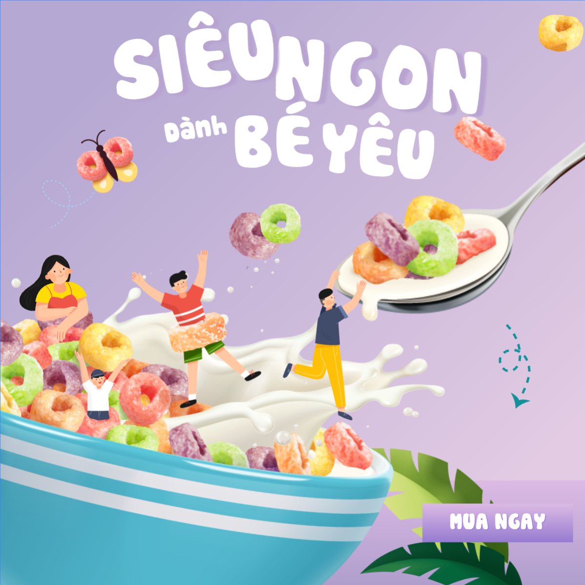 Mẫu Bài post MXH vuông Em bé, baby, trẻ em, kids, ngũ cốc, cereal, đồ ăn, food, thực phẩm, ẩm thực, món ăn, F&B, thức ăn — LayerPic