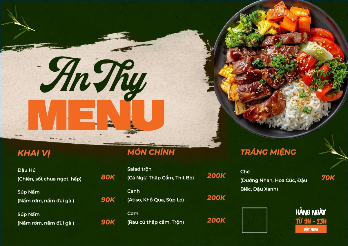 Mẫu Menu tờ rời (ngang) Đồ ăn, food, thực phẩm, ẩm thực, món ăn, F&B, nhà hàng, thức ăn — LayerPic