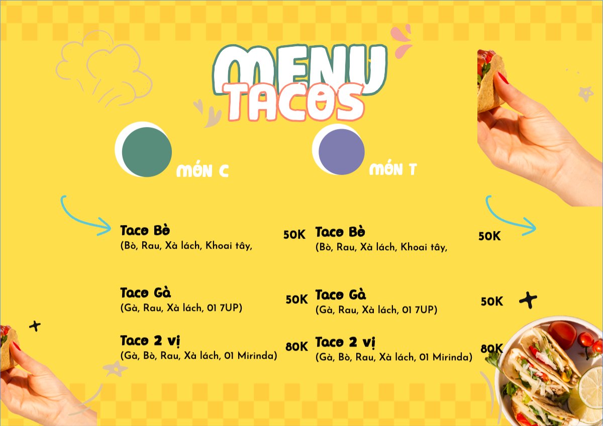 Mẫu Menu tờ rời (ngang) Đồ ăn, food, thực phẩm, ẩm thực, món ăn, F&B, nhà hàng, thức ăn, ăn vặt, fastfood — LayerPic