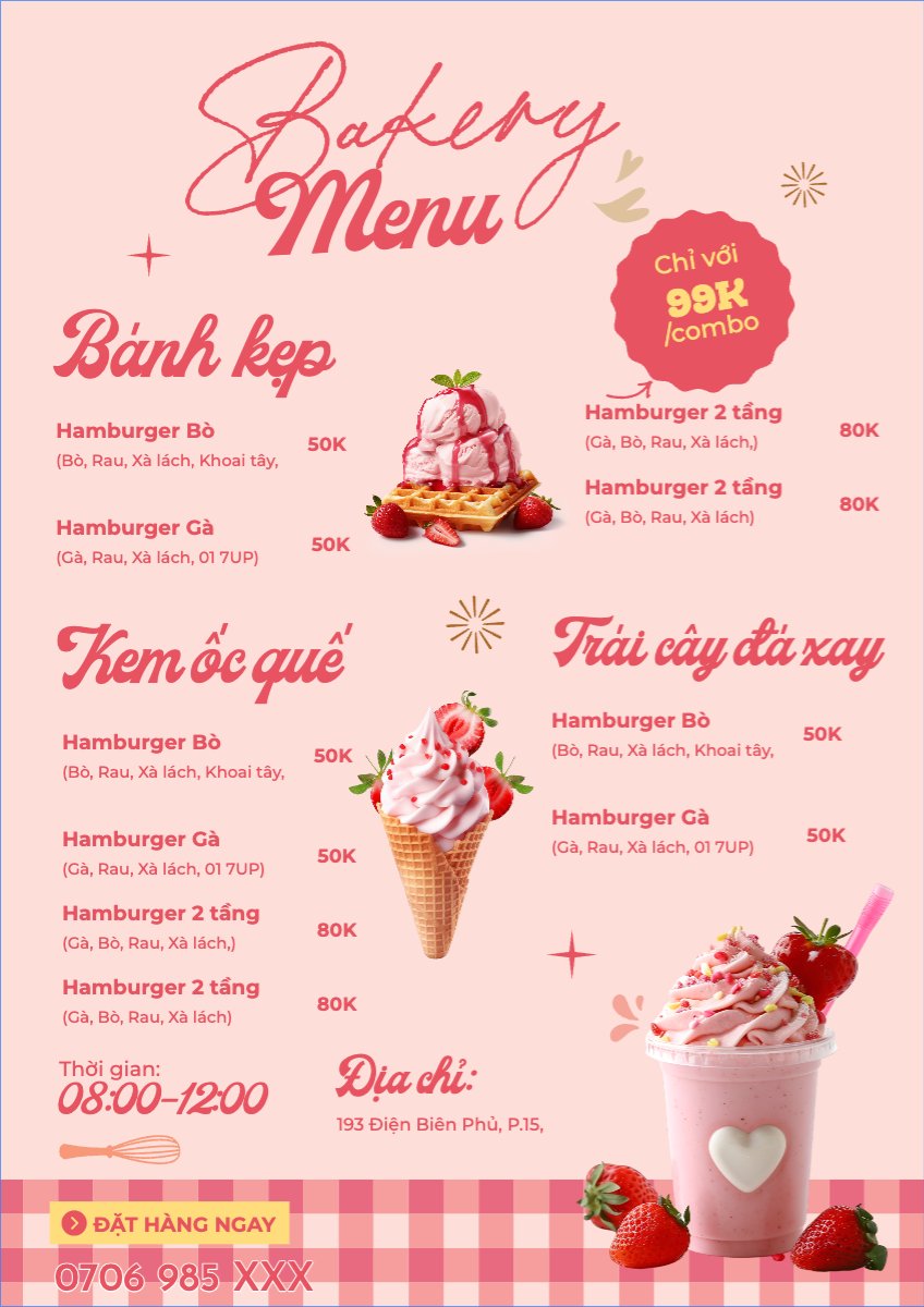 Mẫu Menu tờ rời (dọc) Nước uống, juice, giải khát, F&B, drink, đồ ăn — LayerPic