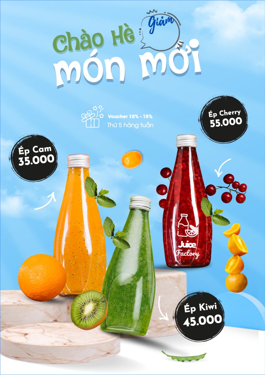 Mẫu Menu tờ rời (dọc) Chào hè món mới — LayerPic