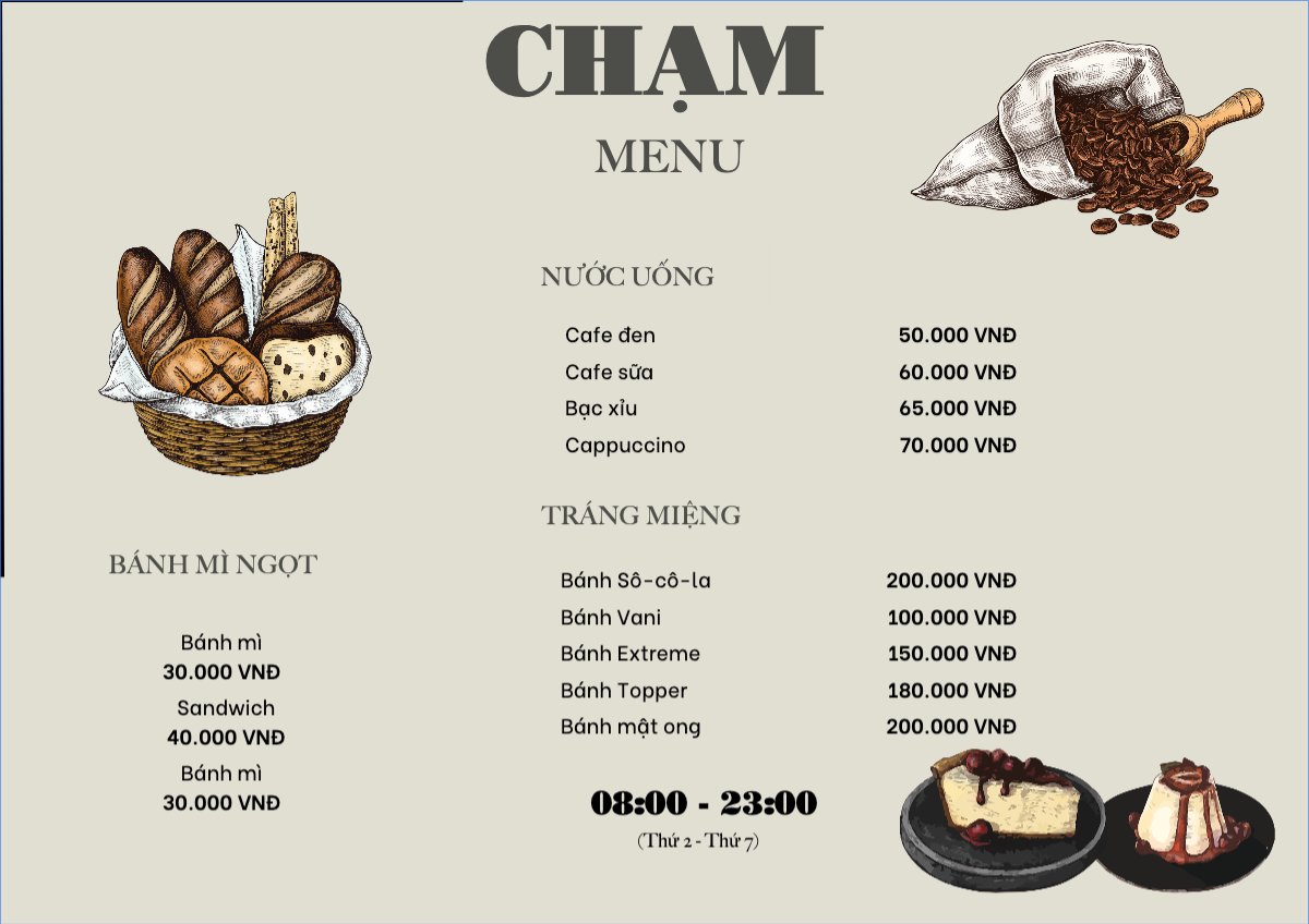 Mẫu Menu tờ rời (ngang) Đồ ăn, food, thực phẩm, ẩm thực, món ăn, F&B, nhà hàng, thức ăn, bánh mì, bread — LayerPic