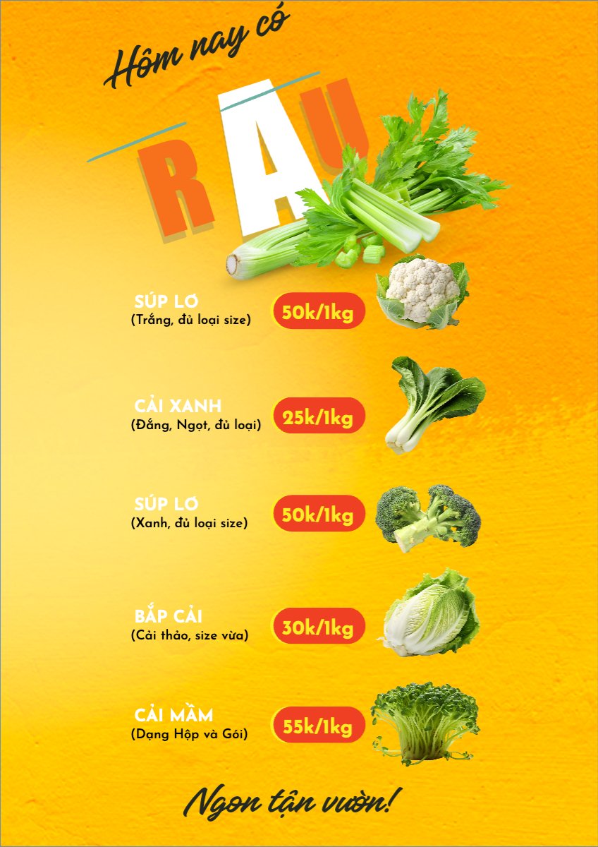 Mẫu Menu tờ rời (dọc) Nông sản, agricultural, farm, rau quả — LayerPic