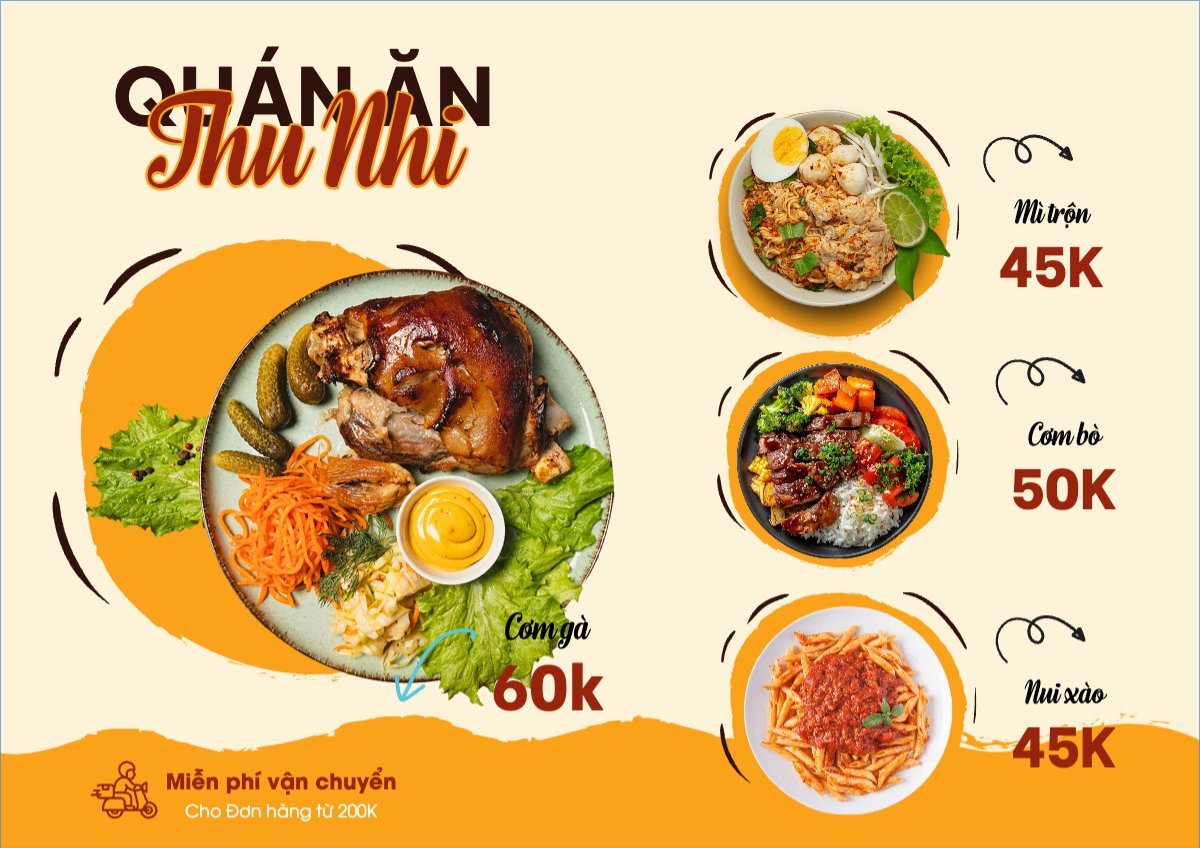 Mẫu Menu tờ rời (ngang) Đồ ăn, food, thực phẩm, ẩm thực, món ăn, F&B, nhà hàng, thức ăn — LayerPic