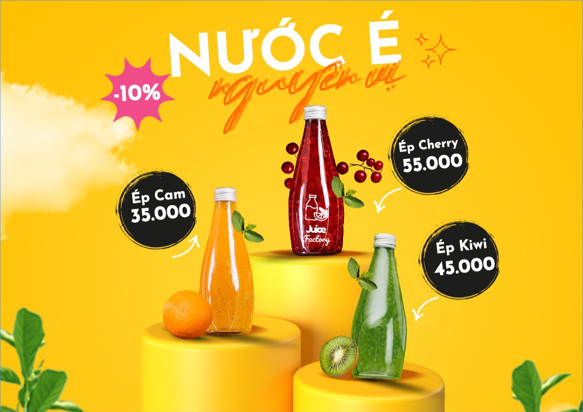 Mẫu Menu tờ rời (ngang) Nước uống, juice, giải khát, F&B, drink, nước ép, sinh tố, smoothie — LayerPic