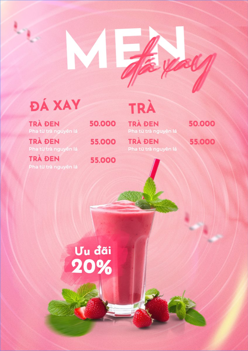 Mẫu Menu tờ rời (dọc) Nước uống, juice, giải khát, F&B, drink, nước ép — LayerPic