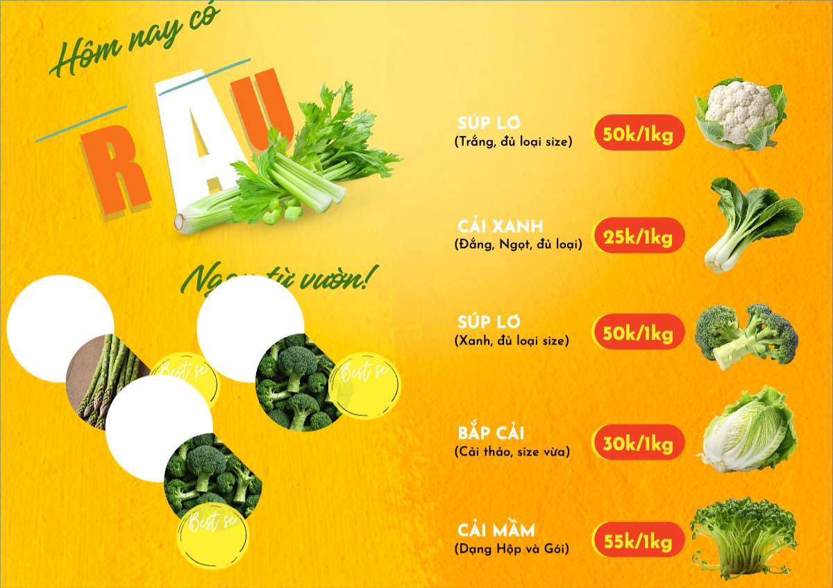 Mẫu Menu tờ rời (ngang) Nông sản, agricultural, farm, , vegetable, rau củ — LayerPic