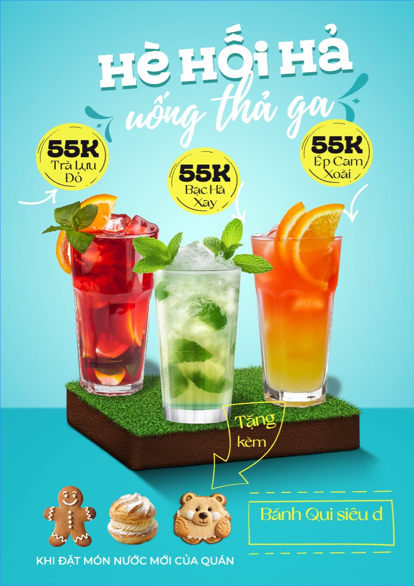 Mẫu Menu tờ rời (dọc) Nước uống, juice, giải khát, F&B, drink, nước ép — LayerPic