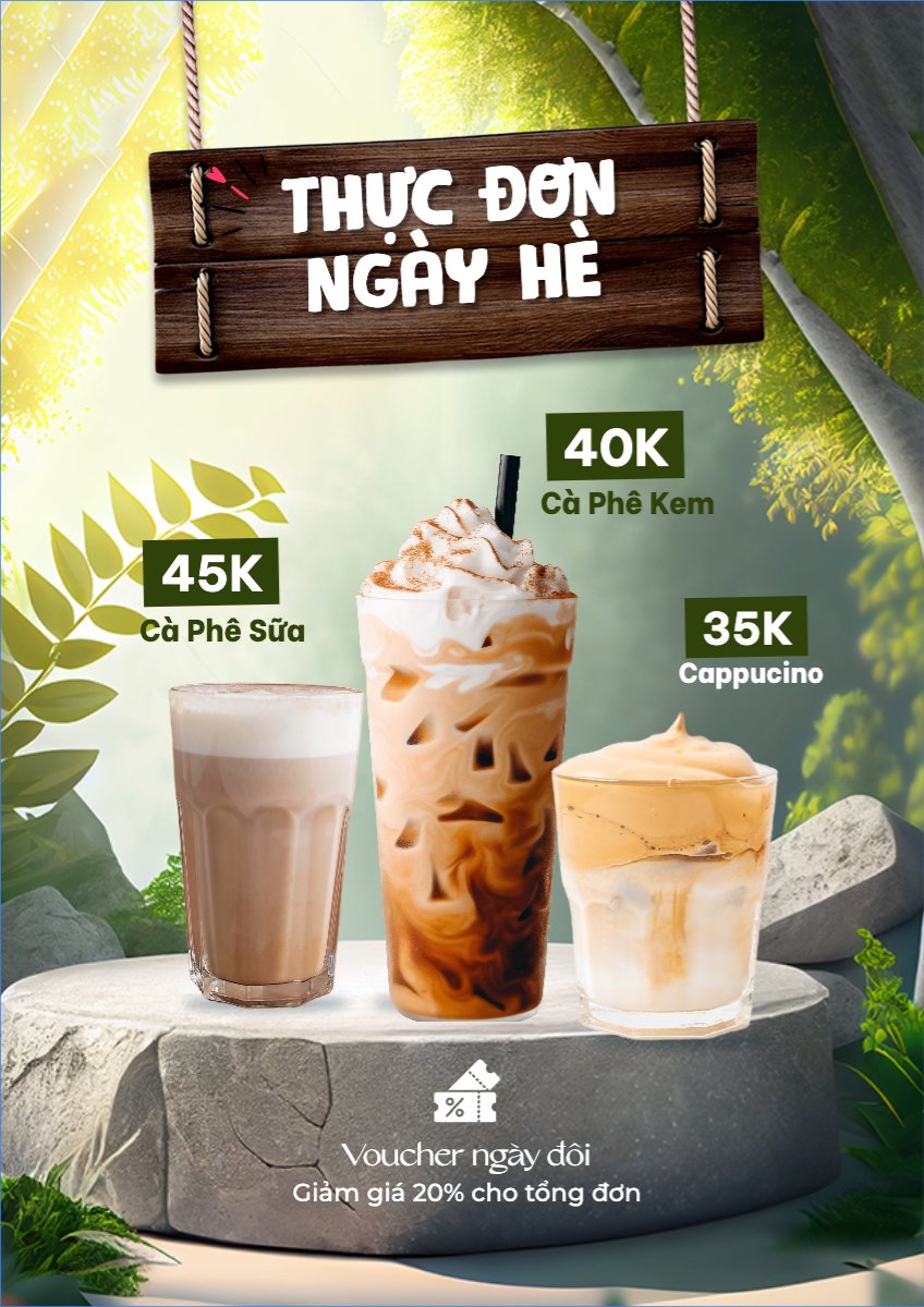 Mẫu Menu tờ rời (dọc) Nước uống, juice, giải khát, F&B, drink, coffee, cà phê — LayerPic