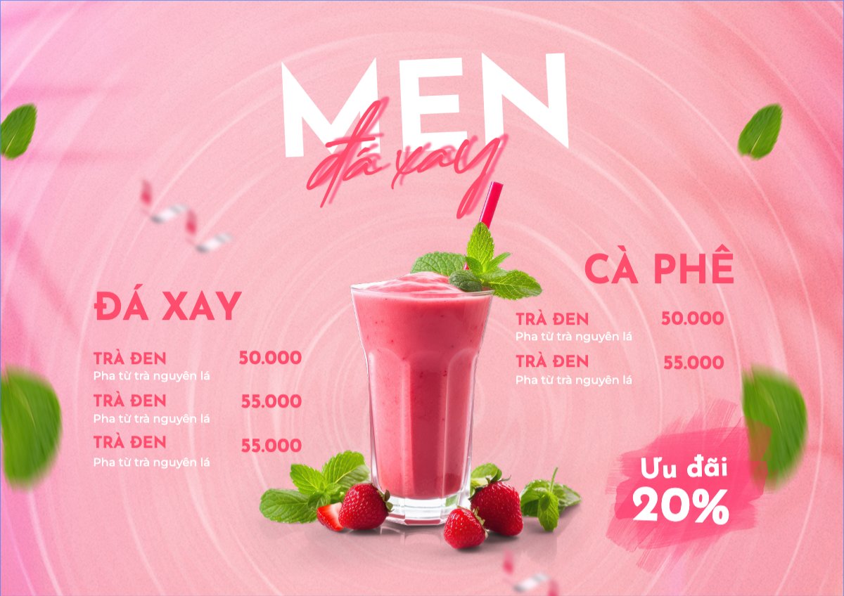 Mẫu Menu tờ rời (ngang) Nước uống, juice, giải khát, F&B, drink, nước ép, smoothie, sinh tố — LayerPic