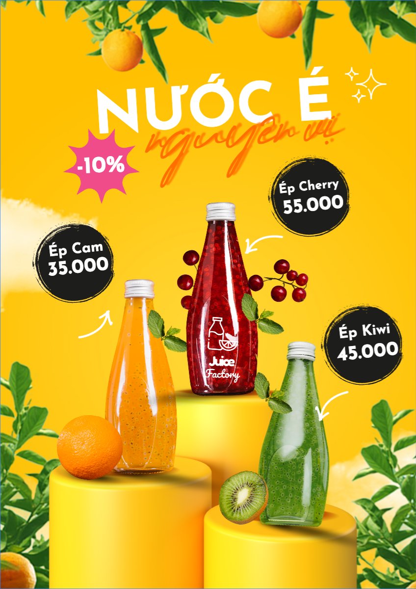 Mẫu Menu tờ rời (dọc) Nước uống, juice, giải khát, F&B, drink, nước ép — LayerPic