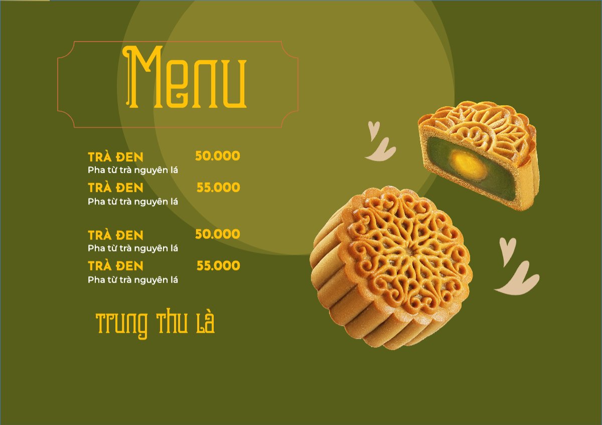 Mẫu Menu tờ rời (ngang) Đồ ăn, food, thực phẩm, ẩm thực, món ăn, F&B, nhà hàng, thức ăn, cake, trung thu — LayerPic