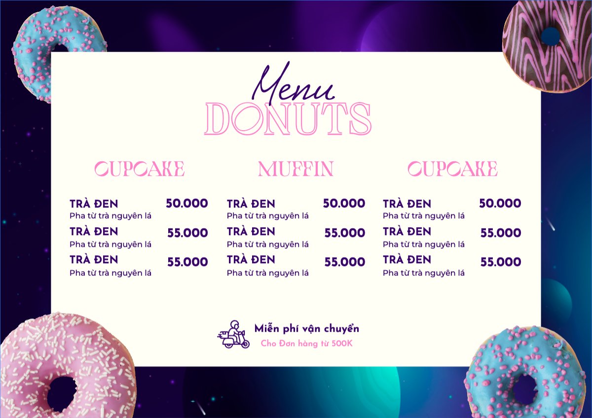 Mẫu Menu tờ rời (ngang) Đồ ăn, food, thực phẩm, ẩm thực, món ăn, F&B, nhà hàng, thức ăn, bánh ngọt, cake — LayerPic
