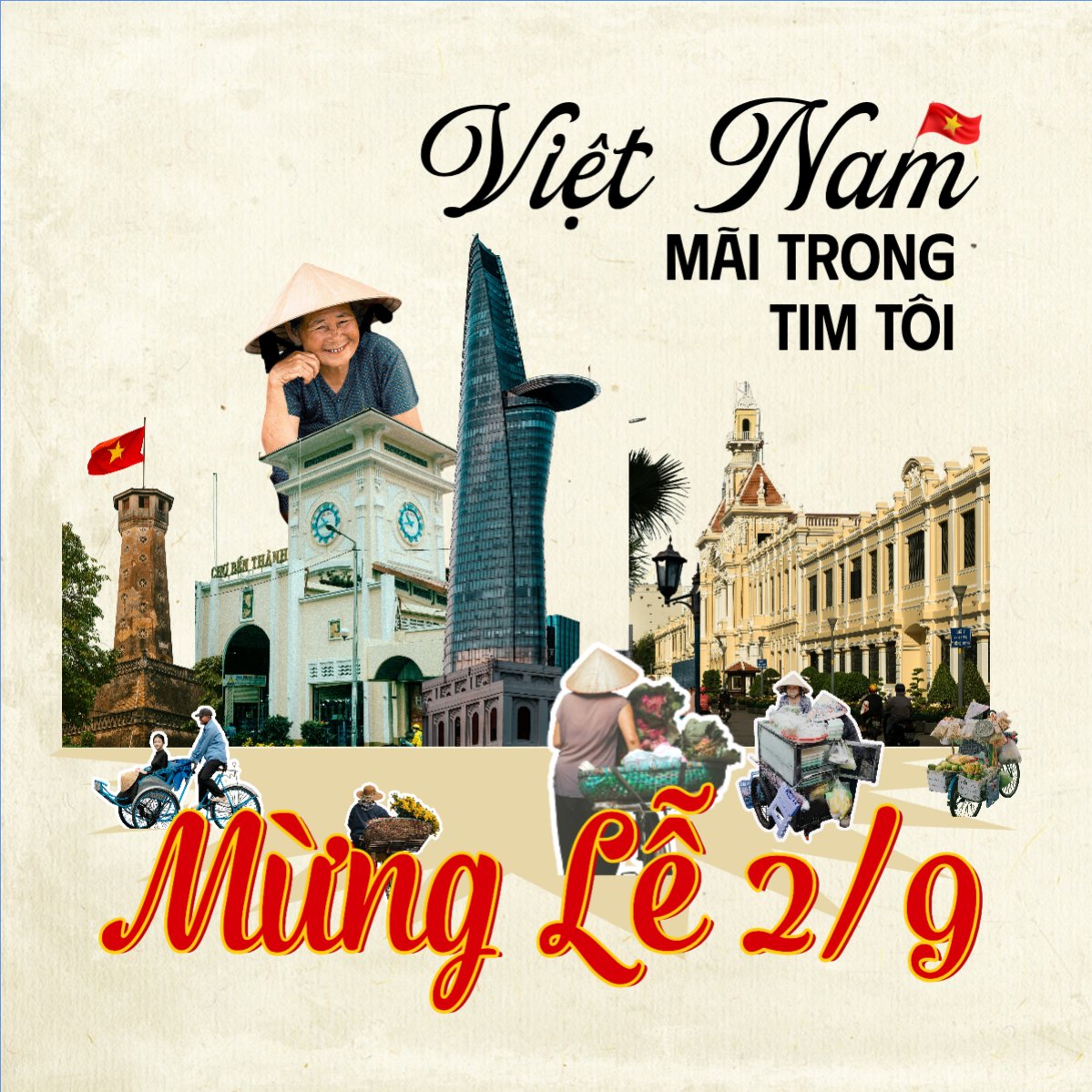 Mẫu Bài post MXH vuông 2/9, Quốc Khánh, lễ hội, Việt Nam, sự kiện, event, cổ điển, vintage, retro, classic — LayerPic