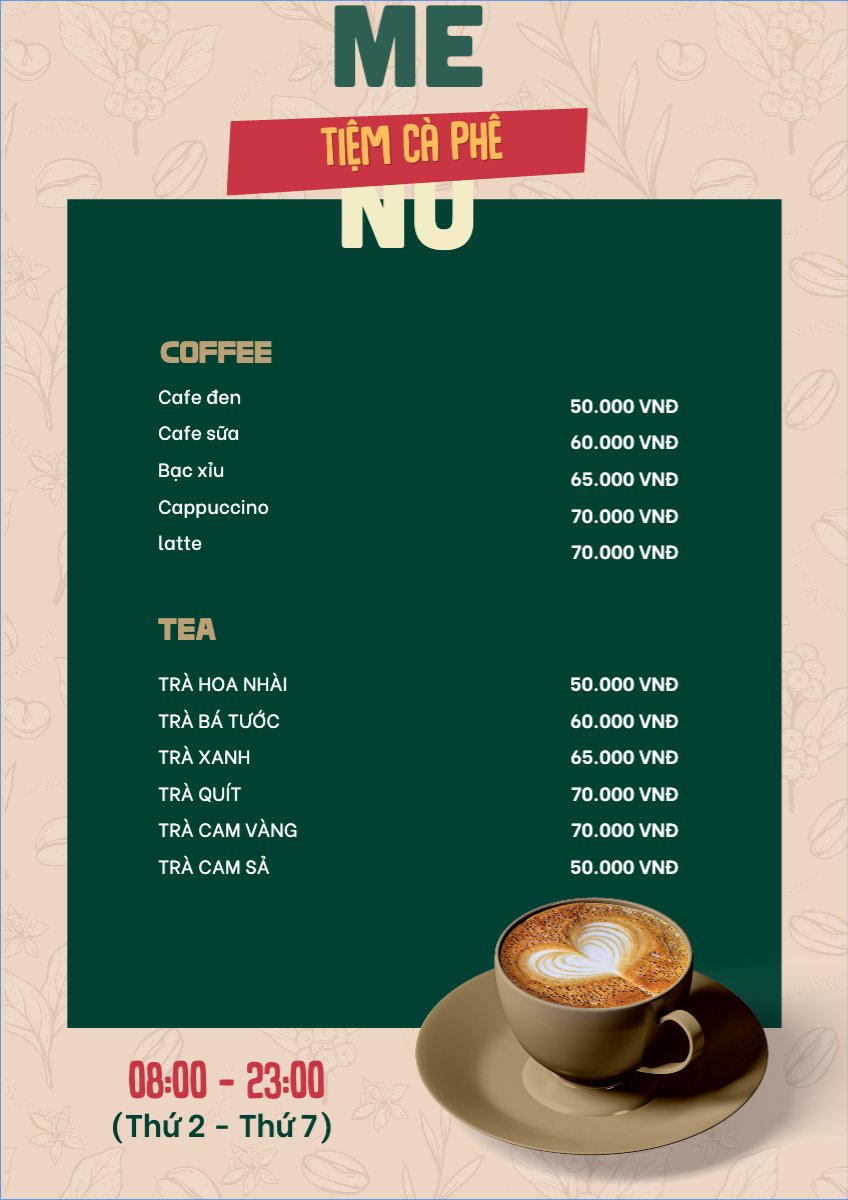 Mẫu Menu tờ rời (dọc) Nước uống, juice, giải khát, F&B, drink, coffee, cà phê — LayerPic