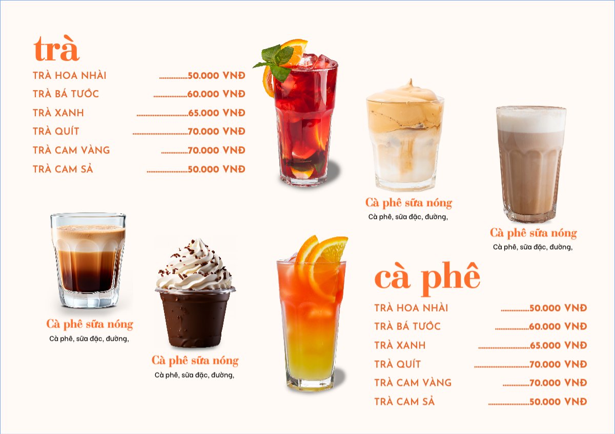 Mẫu Menu tờ rời (ngang) Nước uống, juice, giải khát, F&B, drink, nước ép — LayerPic