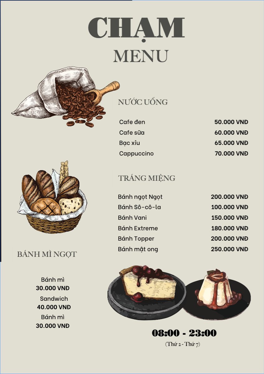 Mẫu Menu tờ rời (dọc) Đồ ăn, food, thực phẩm, ẩm thực, món ăn, F&B, nhà hàng, thức ăn, bánh mì — LayerPic