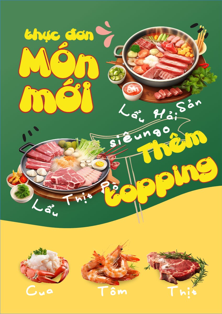 Mẫu Menu tờ rời (dọc) Đồ ăn, food, thực phẩm, ẩm thực, món ăn, F&B, nhà hàng, thức ăn — LayerPic