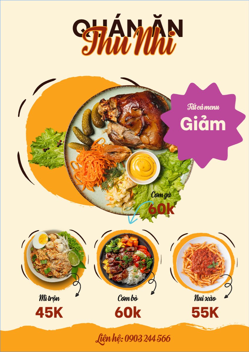 Mẫu Menu tờ rời (dọc) Đồ ăn, food, thực phẩm, ẩm thực, món ăn, F&B, nhà hàng, thức ăn — LayerPic