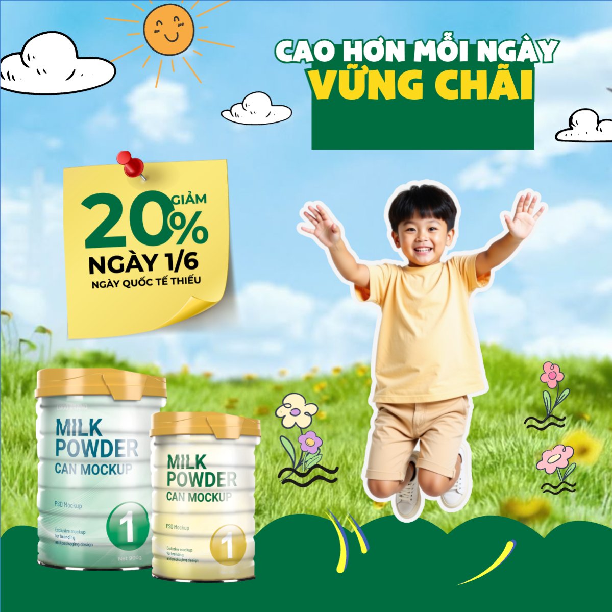Mẫu Bài post MXH vuông Quốc tế thiếu nhi, trẻ em,1/6, International Children's Day, children , sự kiện, event, chương trình, sale, giải trí, entertainment — LayerPic