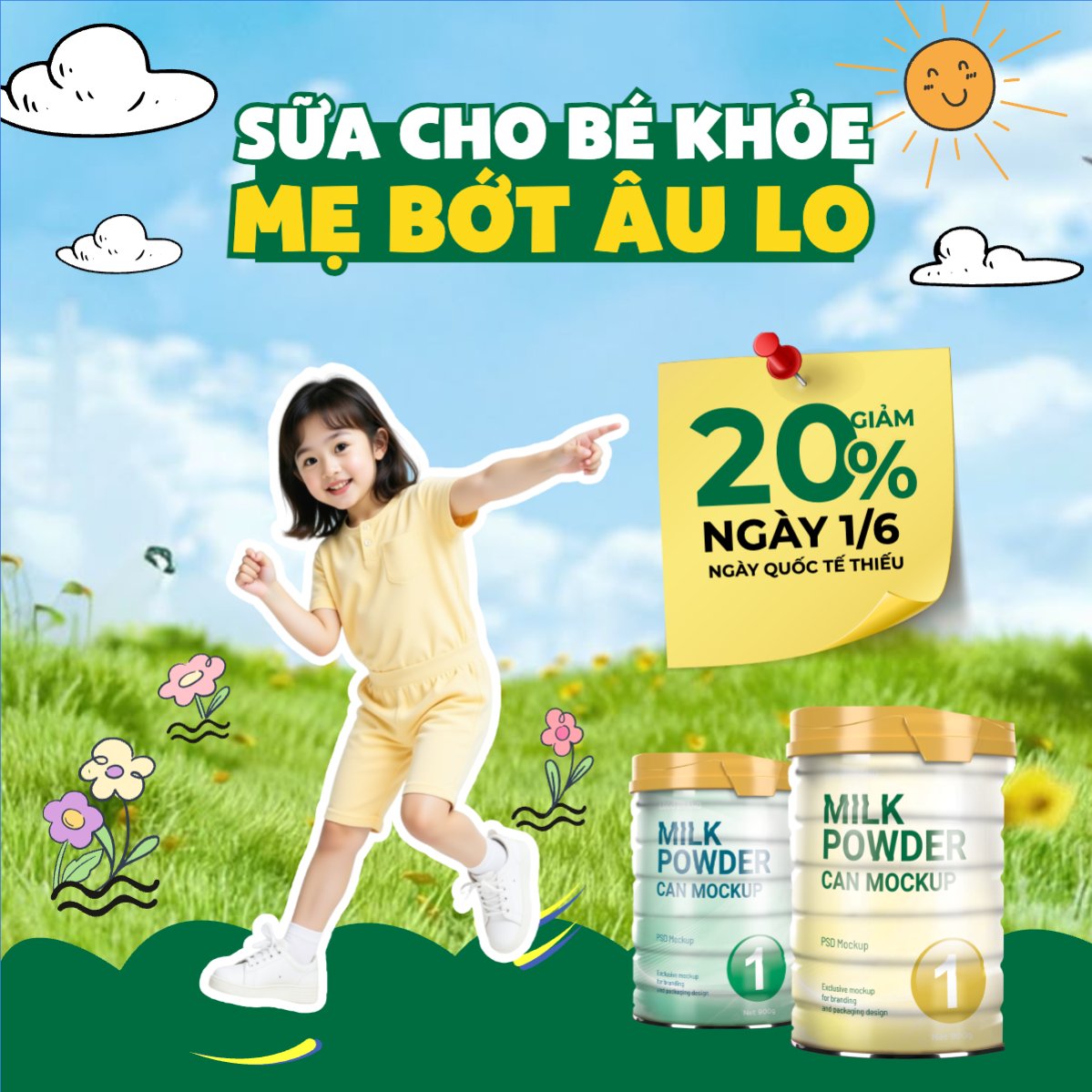 Mẫu Bài post MXH vuông Quốc tế thiếu nhi, trẻ em,1/6, International Children's Day, children , sự kiện, event, chương trình, sale, giải trí, entertainment — LayerPic