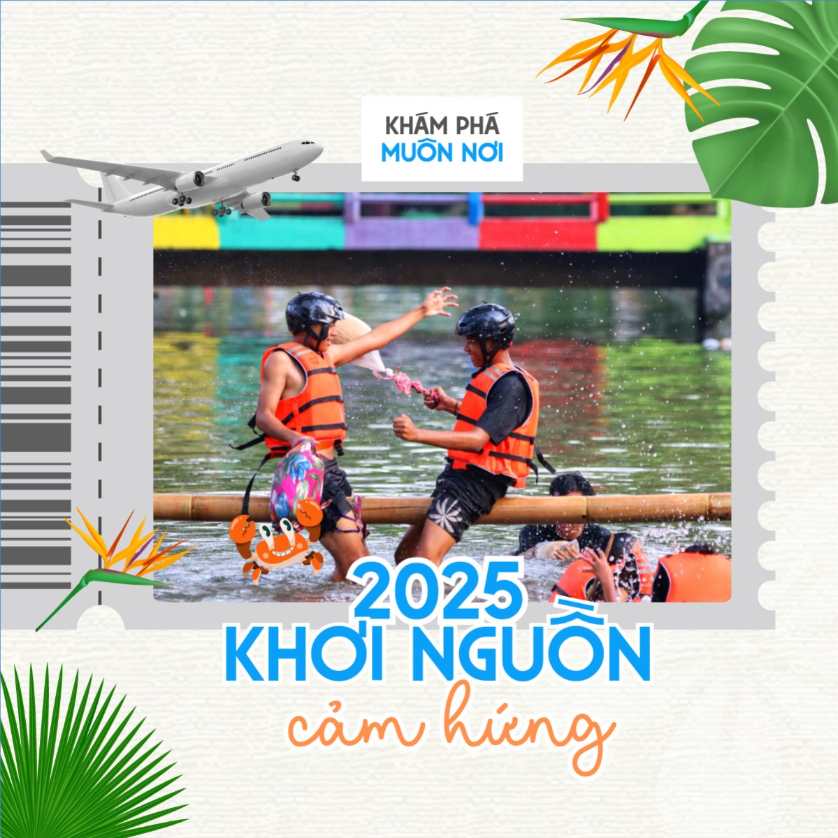 Mẫu Bài post MXH vuông Team building, mùa hè, summer, Du lịch, travel, tourism, trải nghiệm, khám phá — LayerPic