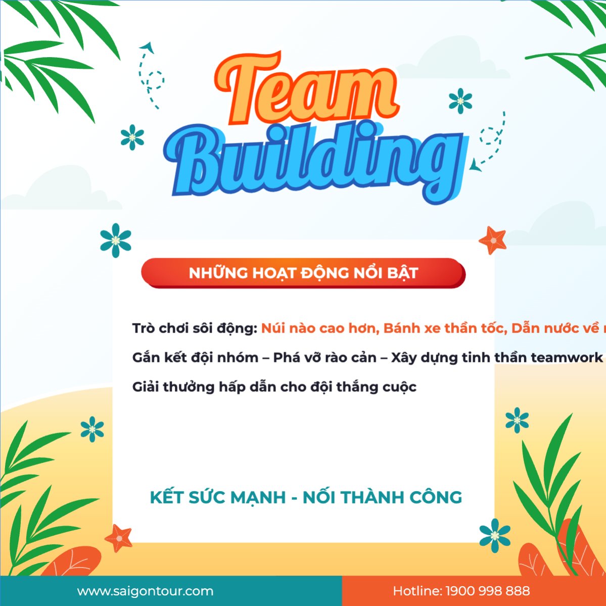 Mẫu Bài post MXH vuông Team building, company trip, thông báo, du lịch, travel, tourism, trải nghiệm, khám phá — LayerPic