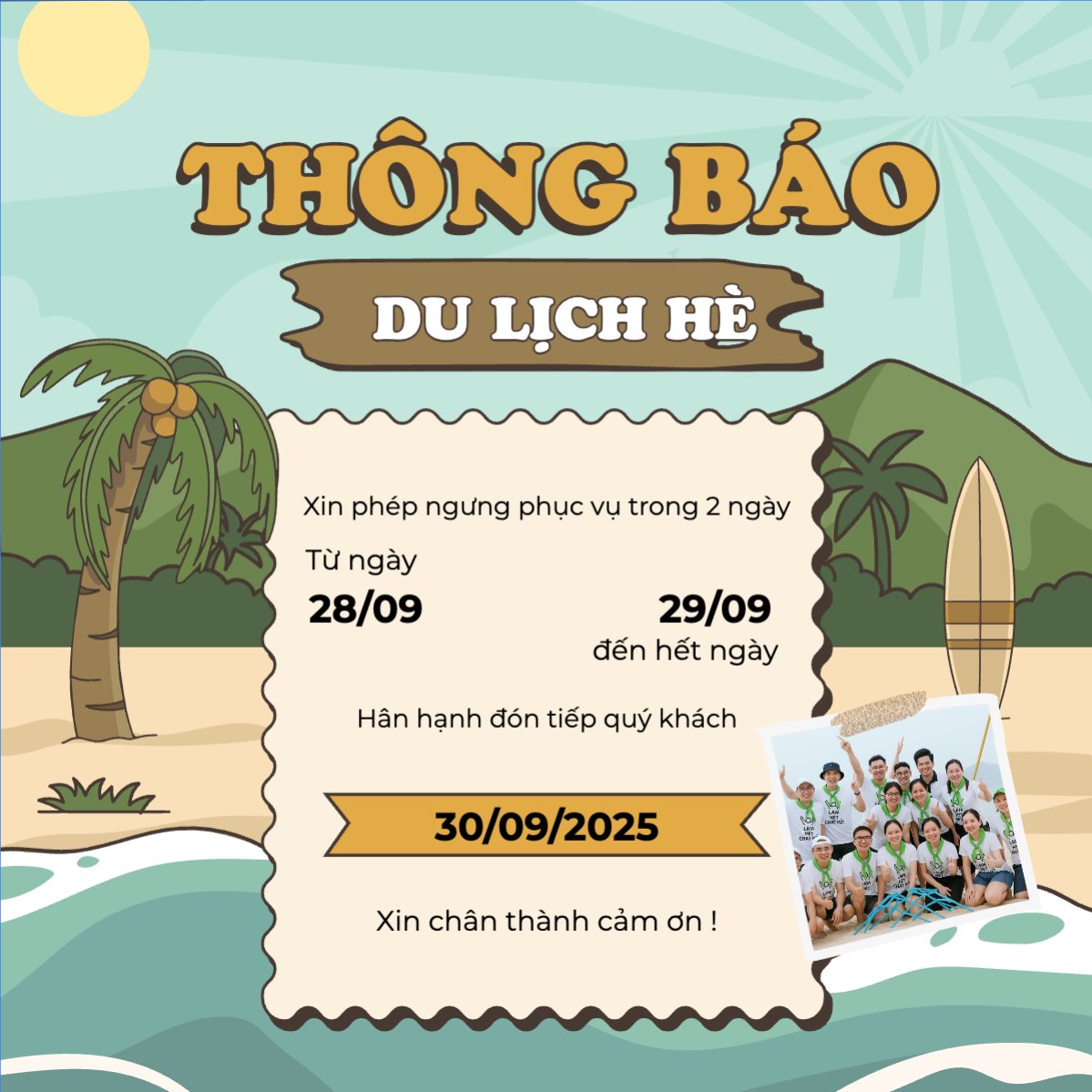 Mẫu Bài post MXH vuông Team building, company trip, thông báo, du lịch, travel, tourism, trải nghiệm, khám phá — LayerPic
