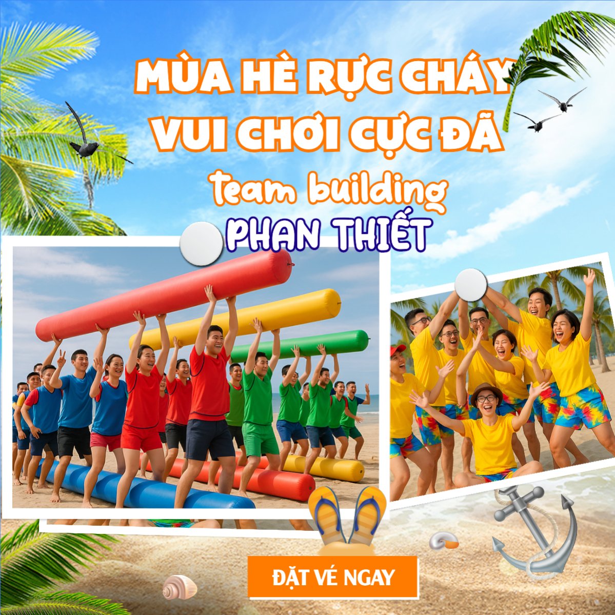 Mẫu Bài post MXH vuông Team building, Du lịch, travel, tourism, trải nghiệm, khám phá — LayerPic