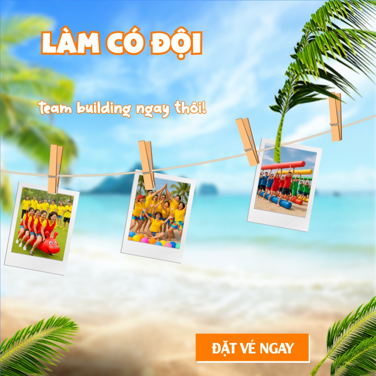 Mẫu Bài post MXH vuông Team building, Du lịch, travel, tourism, trải nghiệm, khám phá — LayerPic