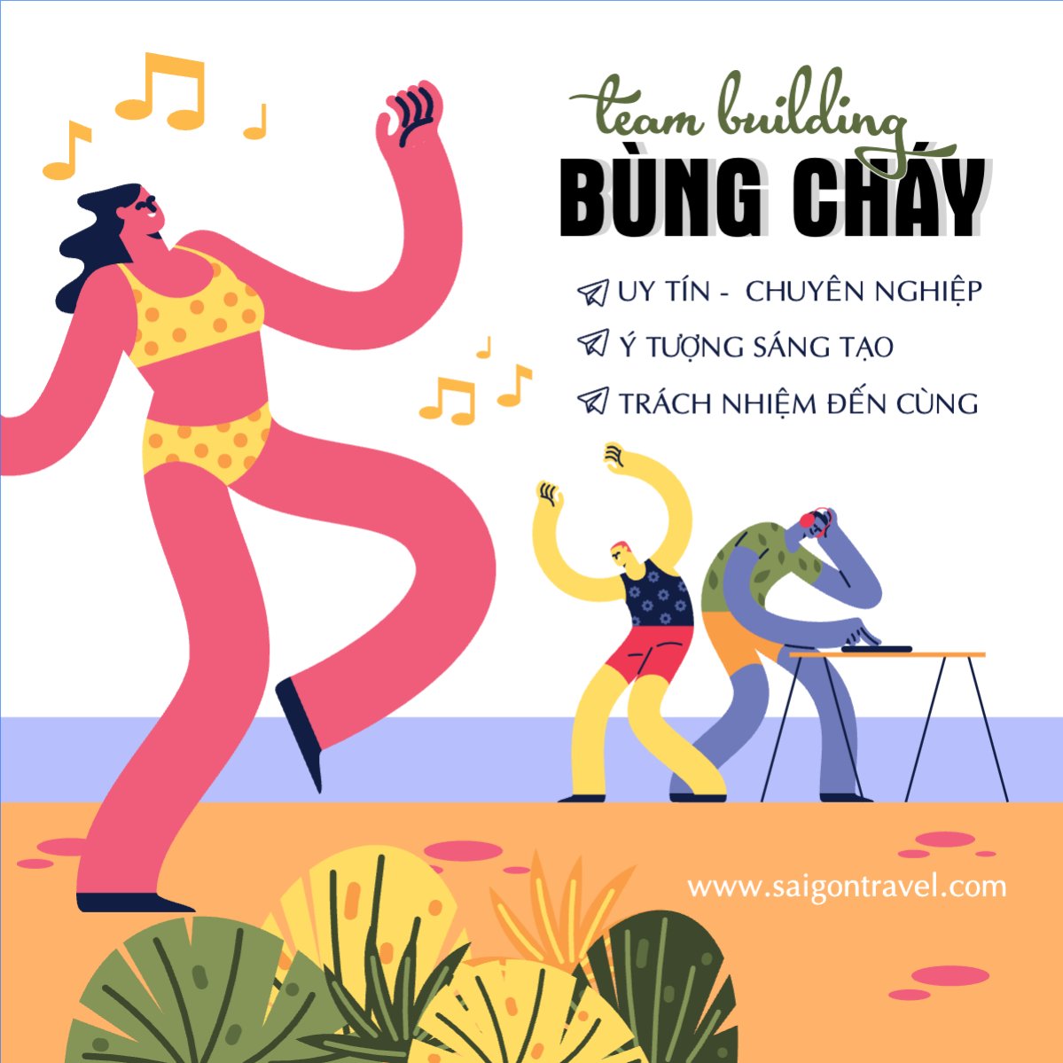 Mẫu Bài post MXH vuông Team building, Du lịch, travel, tourism, trải nghiệm, khám phá — LayerPic
