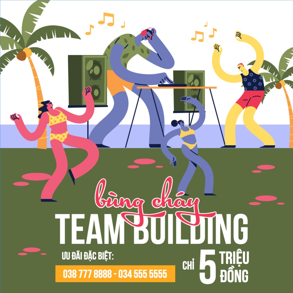 Mẫu Bài post MXH vuông Team building, Du lịch, travel, tourism, trải nghiệm, khám phá — LayerPic