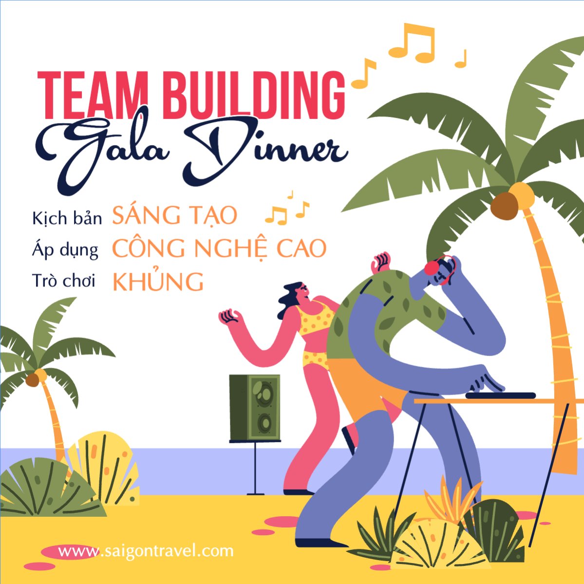 Mẫu Bài post MXH vuông Team building, Du lịch, travel, tourism, trải nghiệm, khám phá — LayerPic