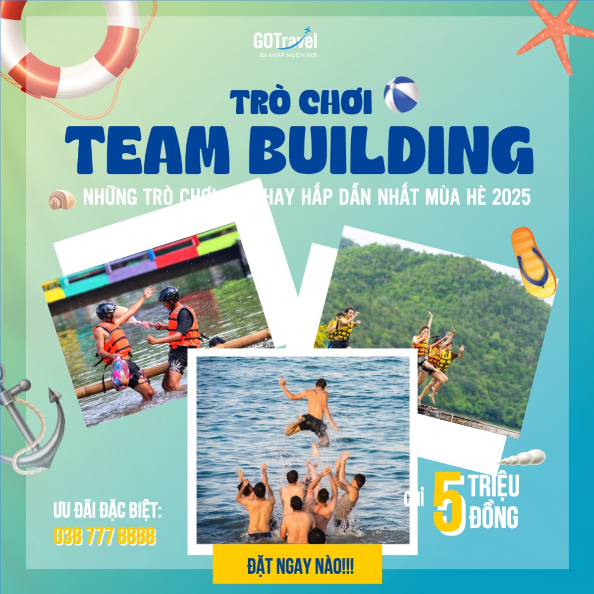 Mẫu Bài post MXH vuông Team building, Du lịch, travel, tourism, trải nghiệm, khám phá — LayerPic