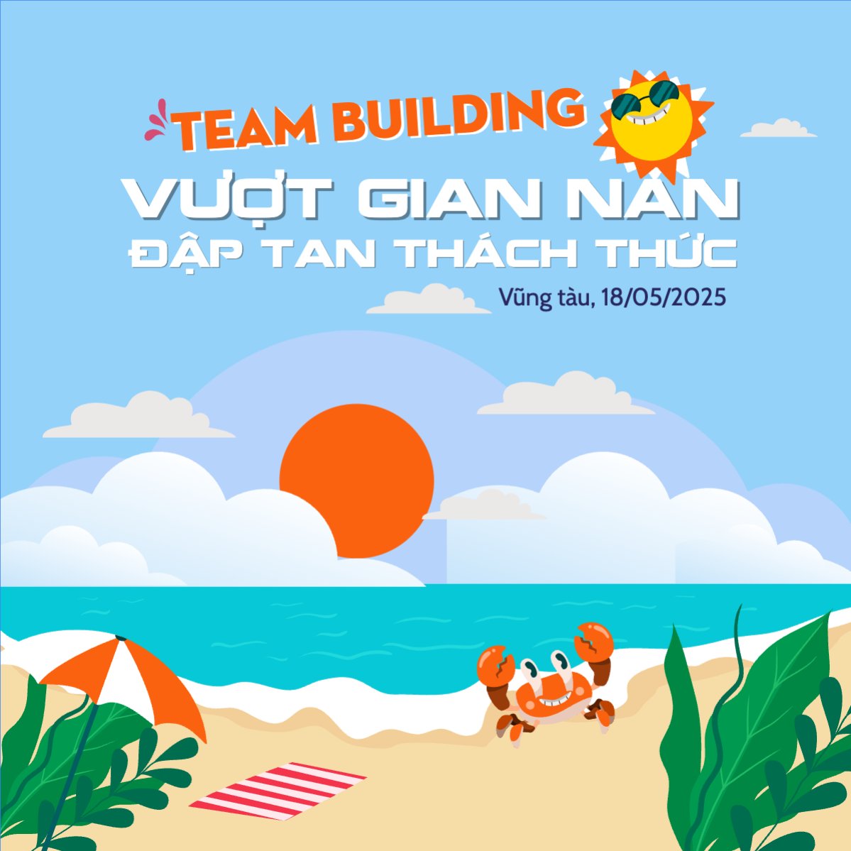 Mẫu Bài post MXH vuông Team building, Du lịch, travel, tourism, trải nghiệm, khám phá — LayerPic
