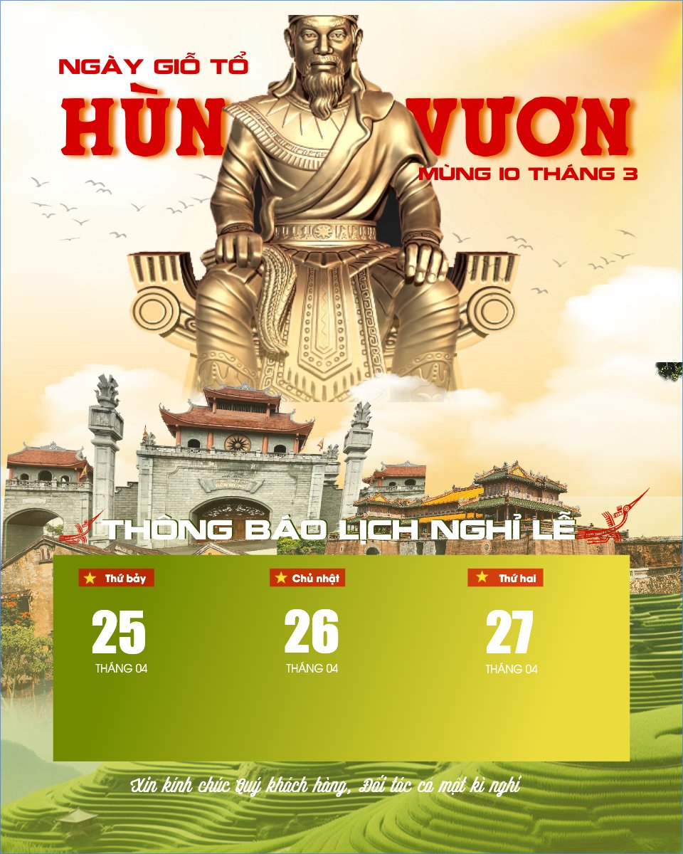 Lịch nghỉ lễ Giỗ Tổ Hùng Vương