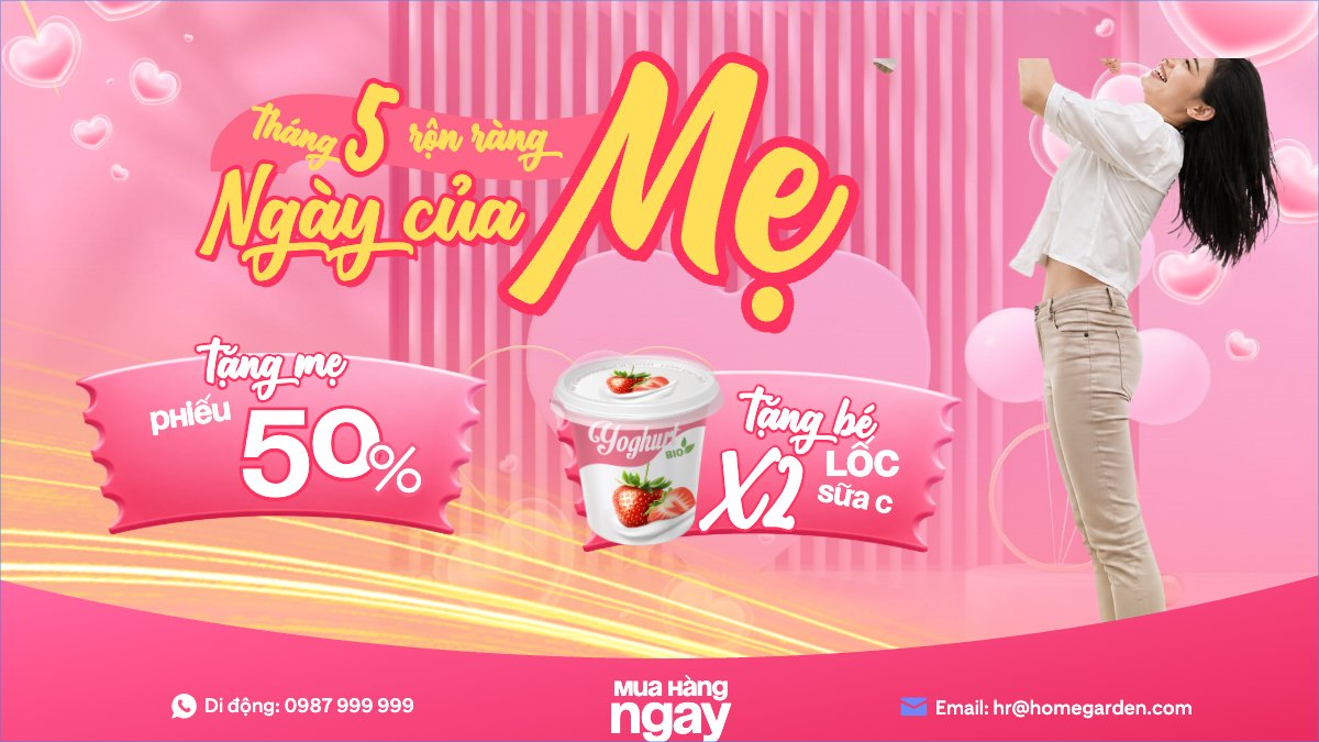 Mẫu Bài post MXH (16:9) Tháng 5 rộn ràng ngày của Mẹ — LayerPic