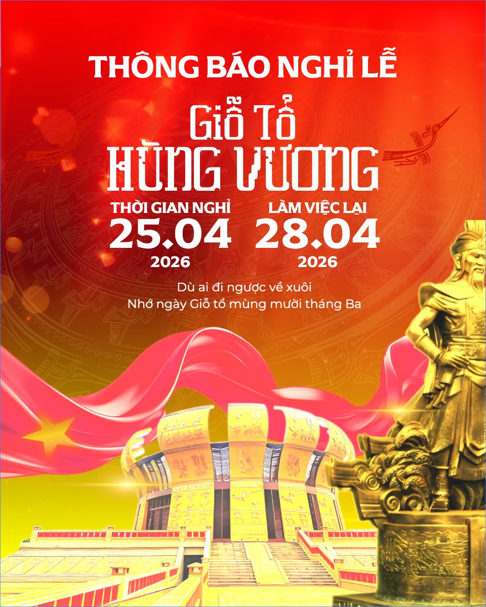 Mẫu Bài post MXH dọc Thông báo nghỉ lễ Giỗ tổ Hùng Vương 2026 — LayerPic