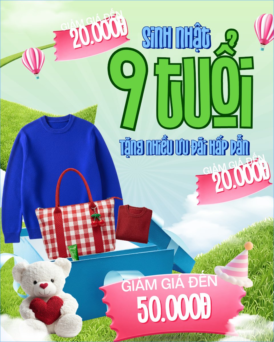 Mẫu Bài post MXH dọc Giảm giá sinh nhật — LayerPic
