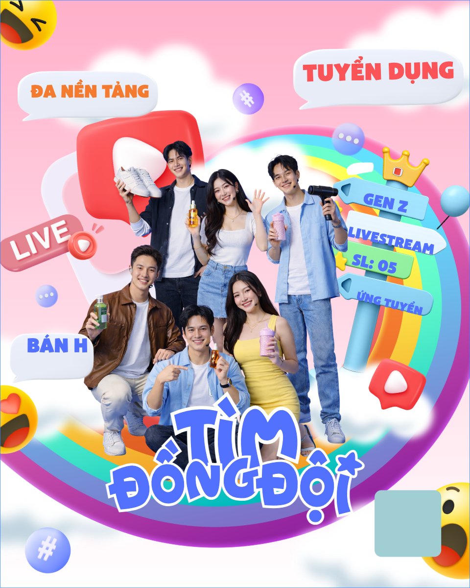 Mẫu Bài post MXH dọc Tuyển dụng livestream — LayerPic