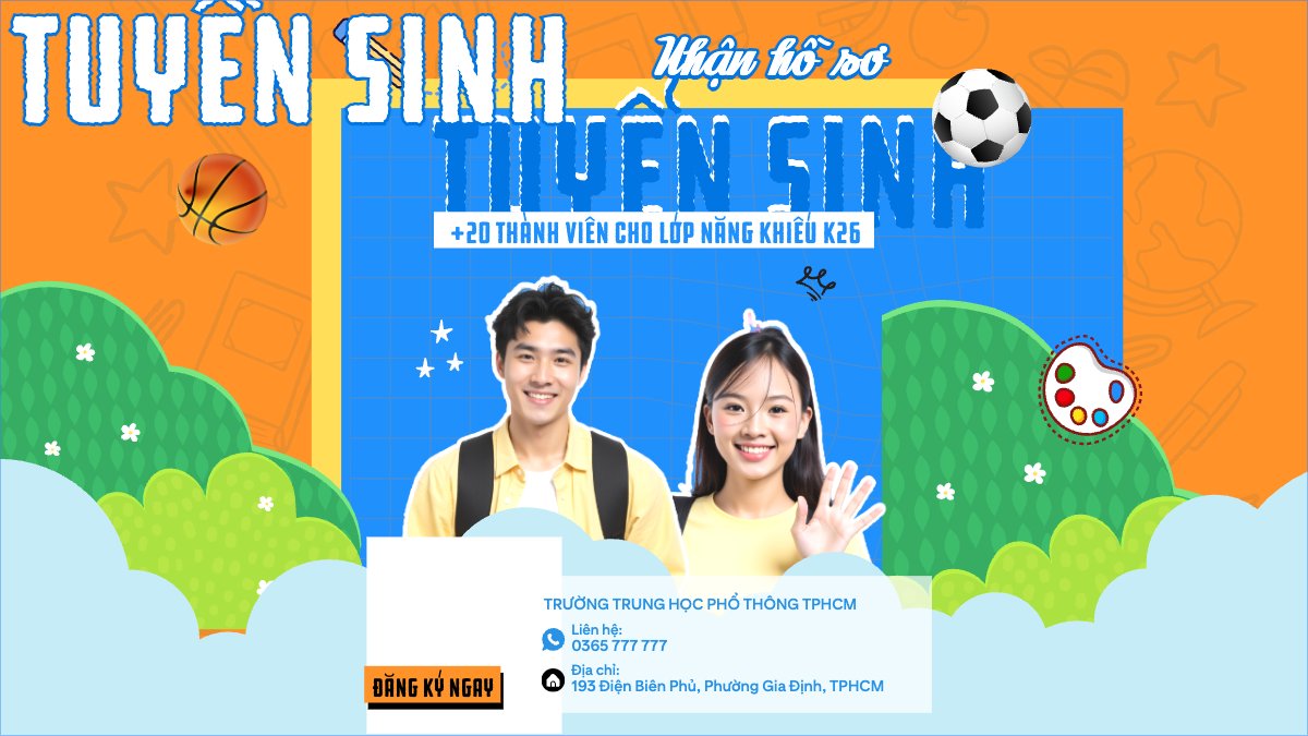 Mẫu Bài post MXH (16:9) Nhận hồ sơ tuyển sinh — LayerPic