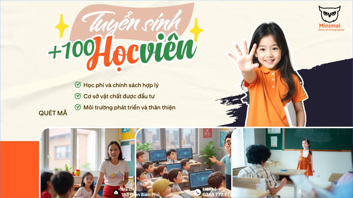 Mẫu Bài post MXH (16:9) Tuyển sinh 100 học viên — LayerPic